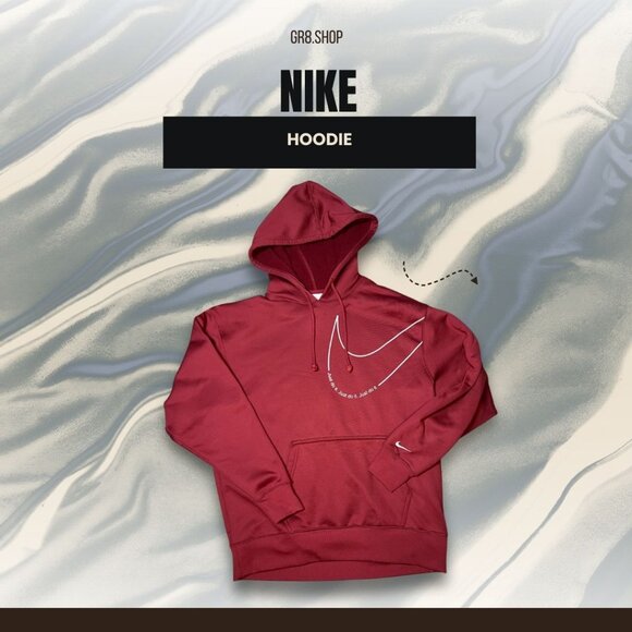 Nike Therma-Fit Red Hoodie With Swoosh Logo & Drawstring Hood XS - Picture 1 of 5